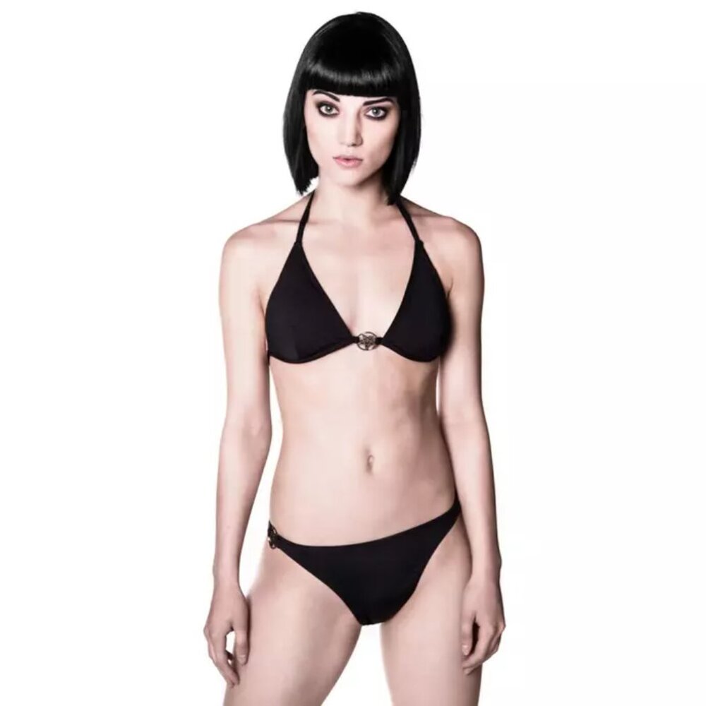 Killstar black tie bikini pentagram detail goth witch metal